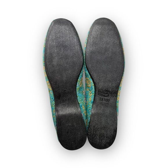 Vintage Daniel Green Teal Slippers Embroidered Bow USA Made Women’s 10 N (2A100) - Picture 10 of 12